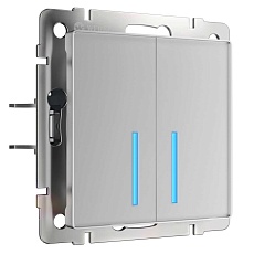 Сенсорный выключатель двухклавишный с функцией Wi-Fi Werkel (Умный дом) серебряный W4520606 4690389171246