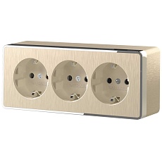 Розетка тройная с/з со шторками Werkel Gallant шампань рифленый W5073110 4690389163883