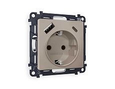Комплект механизма электрической розетки AMBRELLA VOLT ALFA Серо-бежевый матовый 2USB A+C 20W (быстрая зарядка) с/з QUANT (AP3700, VM160) MA370010