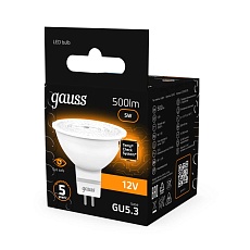 Лампа светодиодная Gauss GU5.3 5W 2700K матовая 201505105 2
