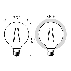 Лампа светодиодная филаментная Gauss E27 8W 2400K золотая 105802008 2