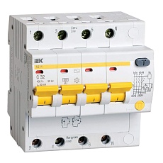 KARAT Дифференциальный автомат АД14 4P 32А 30мА тип AC IEK MAD10-4-032-C-030