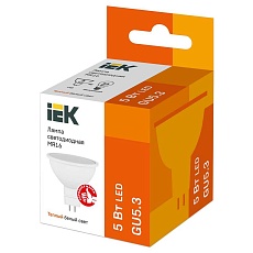 Лампа светодиодная IEK GU5.3 5W 3000K матовая LLE-MR16-5-230-30-GU5 1