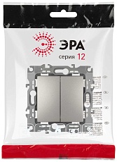 Переключатель ЭРА Серия 12 12-1106-16 двойной, 10АХ-250В, титан Б0065695 3