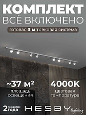 Накладная однофазная трековая система Hesby Lighting Skylite №13 со светильниками HSBL_kompl_S013_NI3W4K