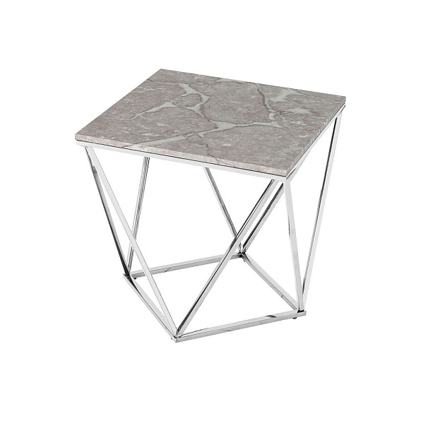 Журнальный стол Stool Group Авалон 61*61 серый мрамор/сталь серебро УТ000036333 фото 
