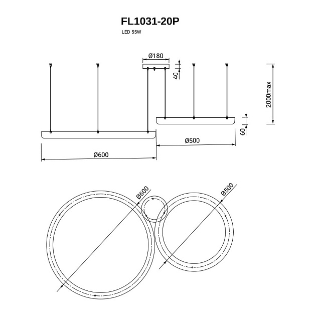 Подвесная люстра Fluorite Modum FL1031-20P изображение 2 Подвесная люстра Fluorite Modum FL1031-20P Фото № 2