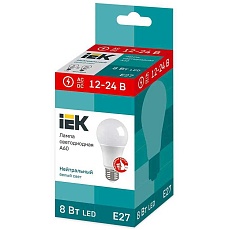 Лампа светодиодная IEK E27 8W 4000K матовая LLE-A60-08-12-24-40-E27 1