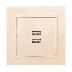 Минск Розетка USB 2-местная СП 2,1А бежевая EKF ERR-2USB-200