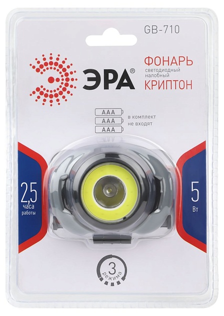 Налобный светодиодный фонарь ЭРА Пиранья от батареек 43х43х68 310 лм GB-710 Б0052752 фото 4
