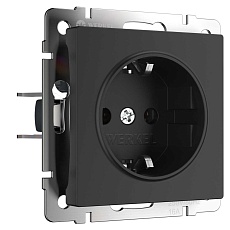 Розетка с заземлением, безвинтовой зажим Werkel черный матовый W1171308 4690389156908