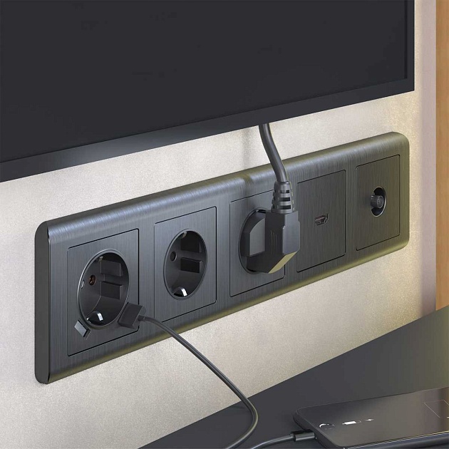 ТВ-розетка оконечная Werkel графит рифленый W1183004 4690389158681 изображение 3 ТВ-розетка оконечная Werkel графит рифленый W1183004 4690389158681 Фото № 3