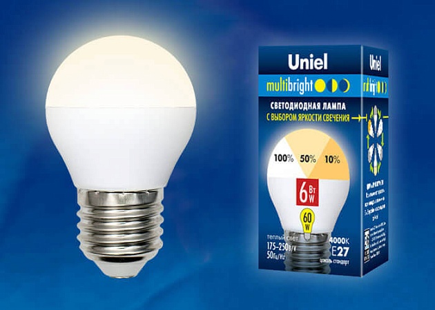 Лампа светодиодная Uniel E27 6W 3000K матовая LED-G45-6W/WW/E27/FR/MB PLM11WH UL-00002377 Фото № 2