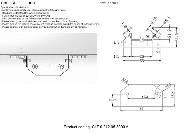 Профиль-адаптер в натяжной потолок Crystal Lux CLT 0.212 05 3000 AL Фото № 2