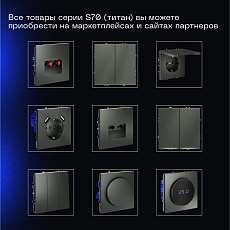Проходной переключатель встраиваемый Voltum S70 одноклавишный 10А, (титан) VLS010306 3
