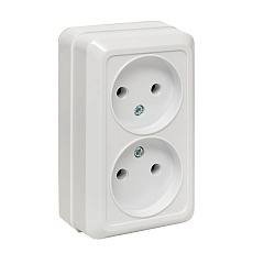 Рим Розетка 2-местная 10А без заземления белая EKF ENR10-102-10