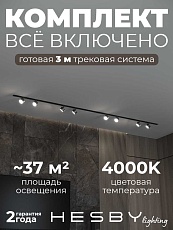 Встраиваемая однофазная трековая система Hesby Lighting Skylite №13 со светильниками HSBL_kompl_S013_VI3B4K