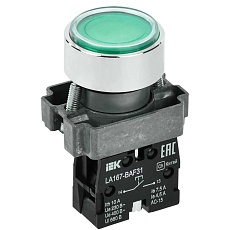 Кнопка управления LA167-BAF31 d=22мм 1з зеленая IEK BBT20-BAF31-1-22-67-K06