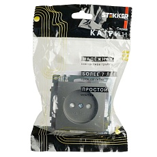 Розетка 2P Stekker Катрин со шторками графит GLS10-7109-06 49420 2