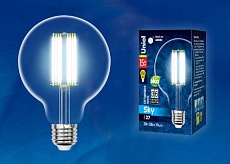 Лампа светодиодная филаментная Uniel E27 15W 4000K прозрачная LED-G95-15W/4000K/E27/CL PLS02WH UL-00004865 1
