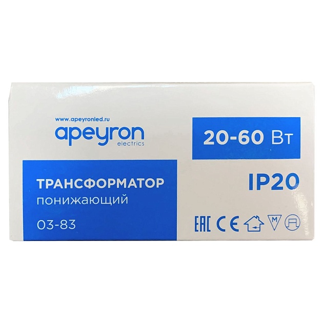 Трансформатор Apeyron AC 12V 20-60W IP20 03-83 фото 7