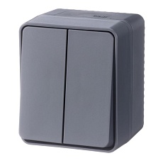 Выключатель двухклавишный Systeme Electric AtlasDesign 10A 250V антрацит ATN544051