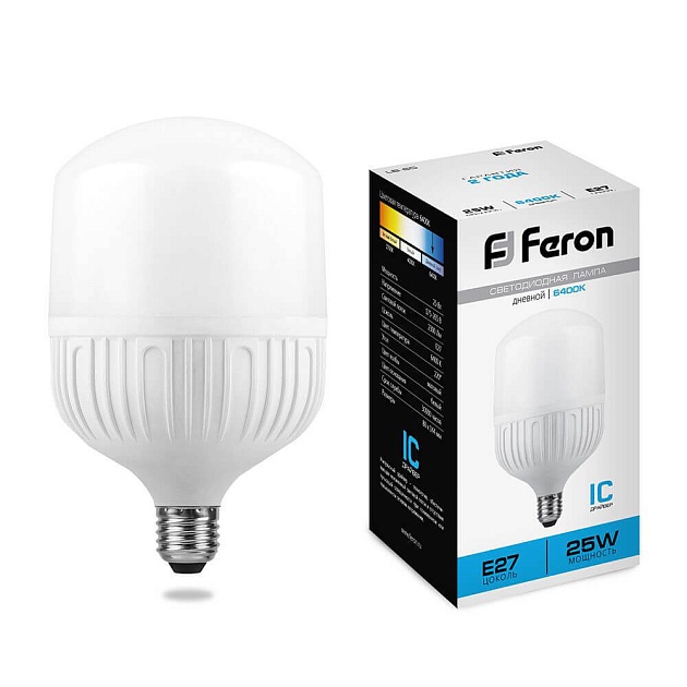 Лампа светодиодная Feron E27 25W 6400K Цилиндр Матовая LB-65 25887 Фото № 1