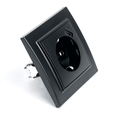 Розетка 2P+PE/USB Stekker Эрна со шторками черный PST16-9011-03 39480 4