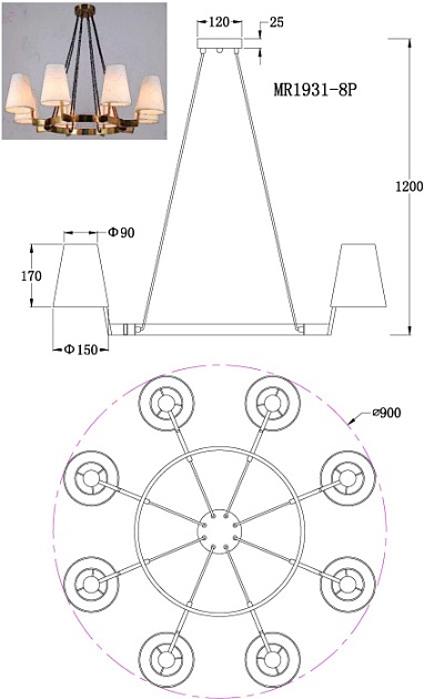 Подвесная люстра MyFar Aurora MR1931-8P изображение 2 Подвесная люстра MyFar Aurora MR1931-8P Фото № 2