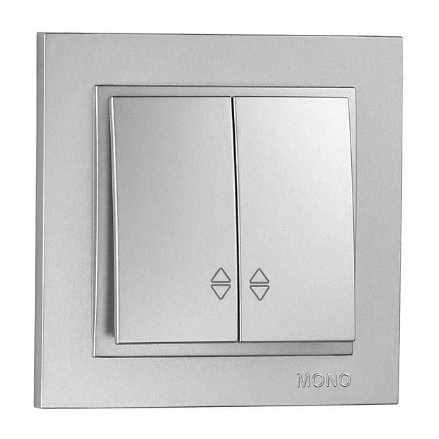 Выключатель Mono Electric Despina двухклавишный проходной серебро 102-212123-111 Фото № 1