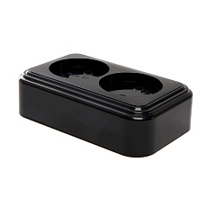 Розетка двойная 2P Stekker Брест черный PST16-30-20 39694 3