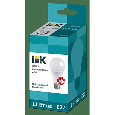 Лампа светодиодная IEK E27 11W 4000K матовая LLE-A60-11-230-40-E27 1