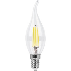 Лампа светодиодная филаментная Feron E14 5W 4000K Свеча на ветру Прозрачная LB-59 25576 1
