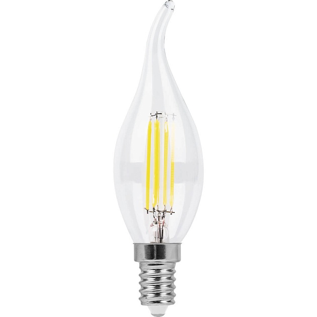 Лампа светодиодная филаментная Feron E14 5W 4000K Свеча на ветру Прозрачная LB-59 25576 фото 2