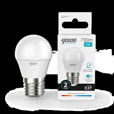 Лампа светодиодная Gauss E27 10W 4100K матовая 53220 1