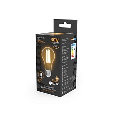 Лампа светодиодная филаментная Gauss E27 30W 2700K прозрачная 102902130 1
