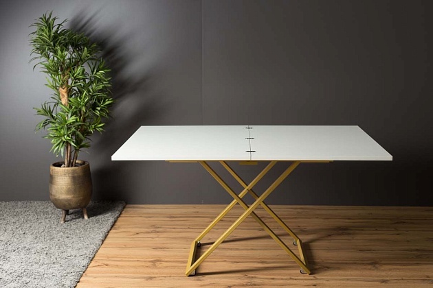 Стол-трансформер Levmar Compact D78/S90 (белый/золото) 5699264401 изображение 3 Стол-трансформер Levmar Compact D78/S90 (белый/золото) 5699264401 Фото № 3