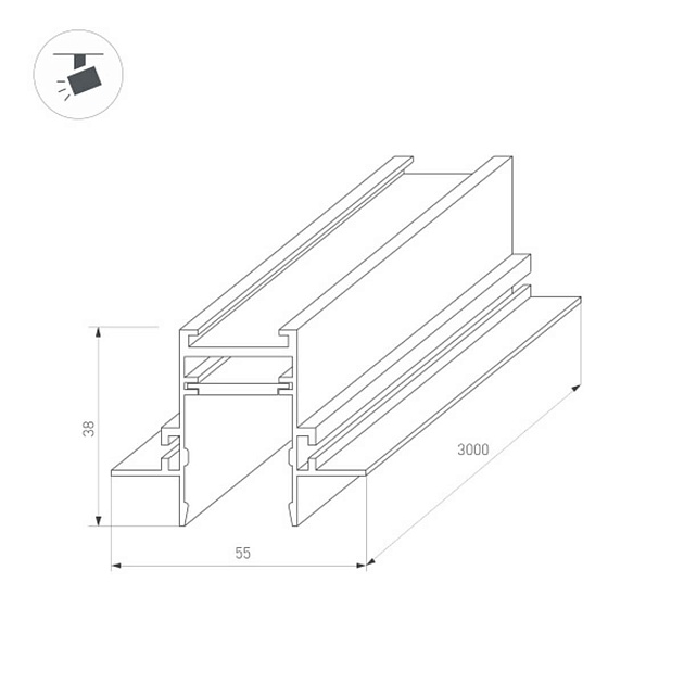 Встраиваемый магнитный шинопровод Arlight MAG-TRACK-2538-FDW-3000 (BK) 033459 фото 2