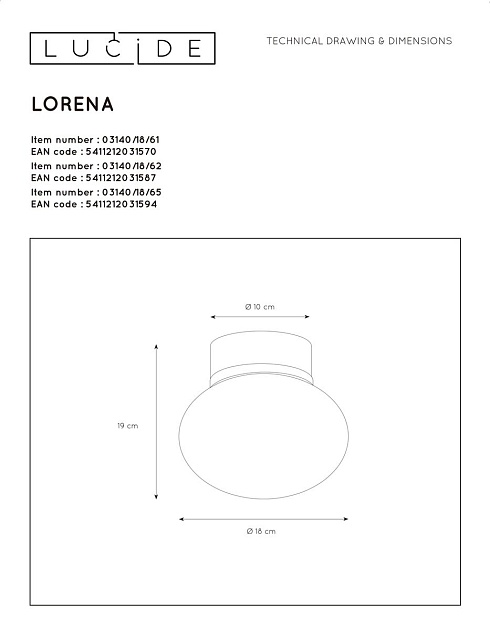 Потолочный светильник Lucide Lorena 03140/18/62 изображение 2 Потолочный светильник Lucide Lorena 03140/18/62 Фото № 2