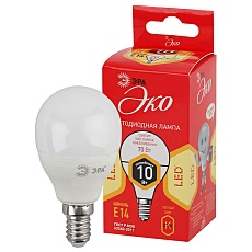 Лампа светодиодная ЭРА E14 10W 2700K матовая ECO LED P45-10W-827-E14 Б0032968 2