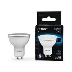 Лампа светодиодная Gauss GU10 5W 6500K матовая 101506305 2