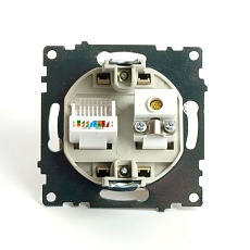 Розетка телевизионная TV + компьютерная RJ-45 Stekker Катрин золото GLS00-7106-08 49230 2