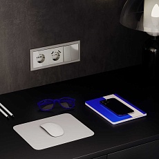 Розетка встраиваемая Voltum S70 с заземлением и защитными шторками, 16А, с USB, A+A, (шелк) VLS040404 4
