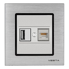Розетка LAN/USB Vesta-Electric Exclusive Silver Metallic серебро FRZ00050502SRB