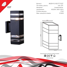 Уличный настенный светильник Reluce 86228-9.2-002CT 2*E27 BK 1