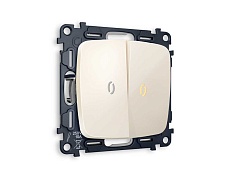 Комплект механизма 2-кл проходного выключателя AMBRELLA VOLT с подсветкой 3200K OMEGA Бежевый глянец QUANT (OP3040, VM120, G22Y) MO304030