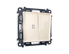 Комплект механизма 2-кл проходного выключателя AMBRELLA VOLT с подсветкой 5600K ALFA Бежевый глянец QUANT (AP3040, VM120, G25W) MA304035