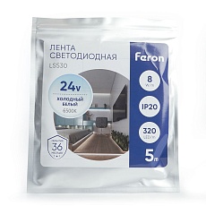 Светодиодная лента Feron 8W/m 320LED/m 2110SMD холодный белый 5M LS530 48265 2