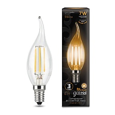 Лампа светодиодная филаментная Gauss E14 7W 2700К прозрачная 104801107 1