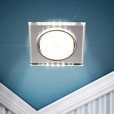 Светильник встраиваемый cо светодиодной подсветкой ЭРА DK LD50 MR под лампу GX53 зеркальный Б0057472